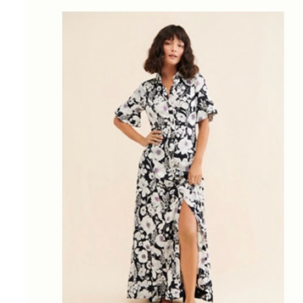 Maeve Black and White Floral Maxi Dress